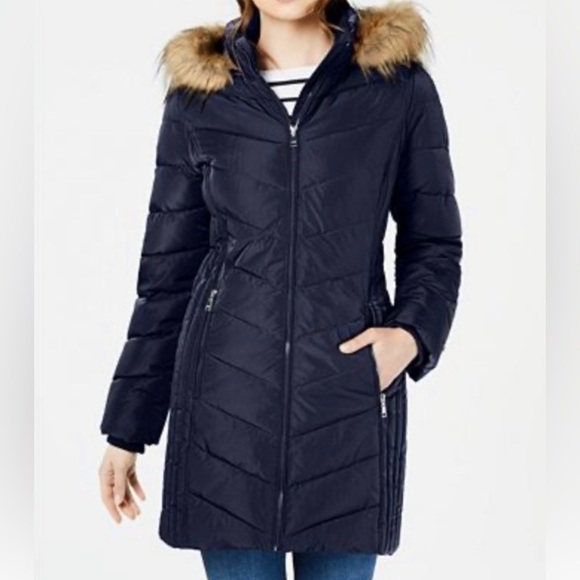 Tommy Hilfiger Navy Blue Coat PXS Petite EUC!! - Picture 3 of 17